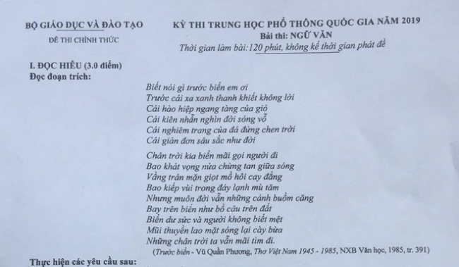 Đề thi ngữ văn THPT Quốc gia 2019 và 1 số kênh tham khảo gợi ý đáp án Đề thi ngữ văn THPT Quốc gia 2019 và 1 số kênh tham khảo gợi ý đáp án